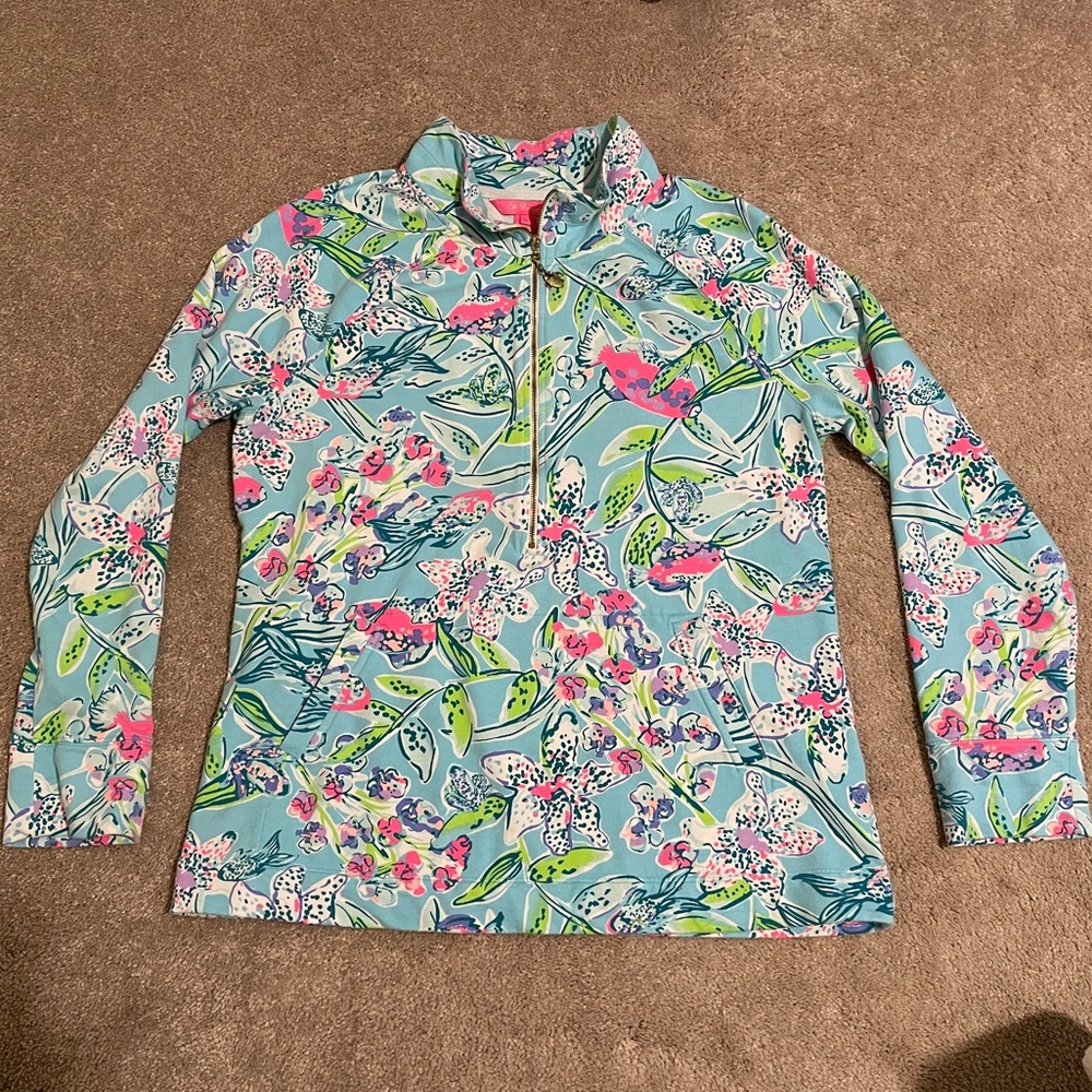 Lilly Pulitzer UPF 50+ Skipper Popover in “Bali Blue Sway This Way”